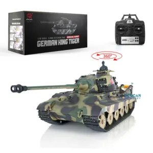 1/16 Henglong 7.0 Radio Control Tank 3888A Plastic King Tiger German RC Tank w/ 360Degrees Rotating Turret Steel Gearbox Barrel Recoil