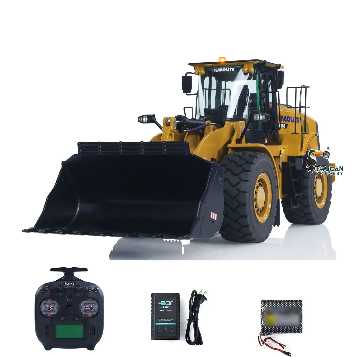 HUINA K966 KABOLITE 2.4Ghz 1/16 Scale Hydraulic RC Loader 966 Truck Car RTR Model W/7500mAh Battery Charger Light Transmitter