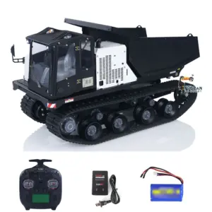 WKLC Metal 1/14 RC Hydraulic Crawler Dump Truck T14R Radio Controlled Tracked Tipper RTR Construction Vehicle ST8 Light Sound Battery