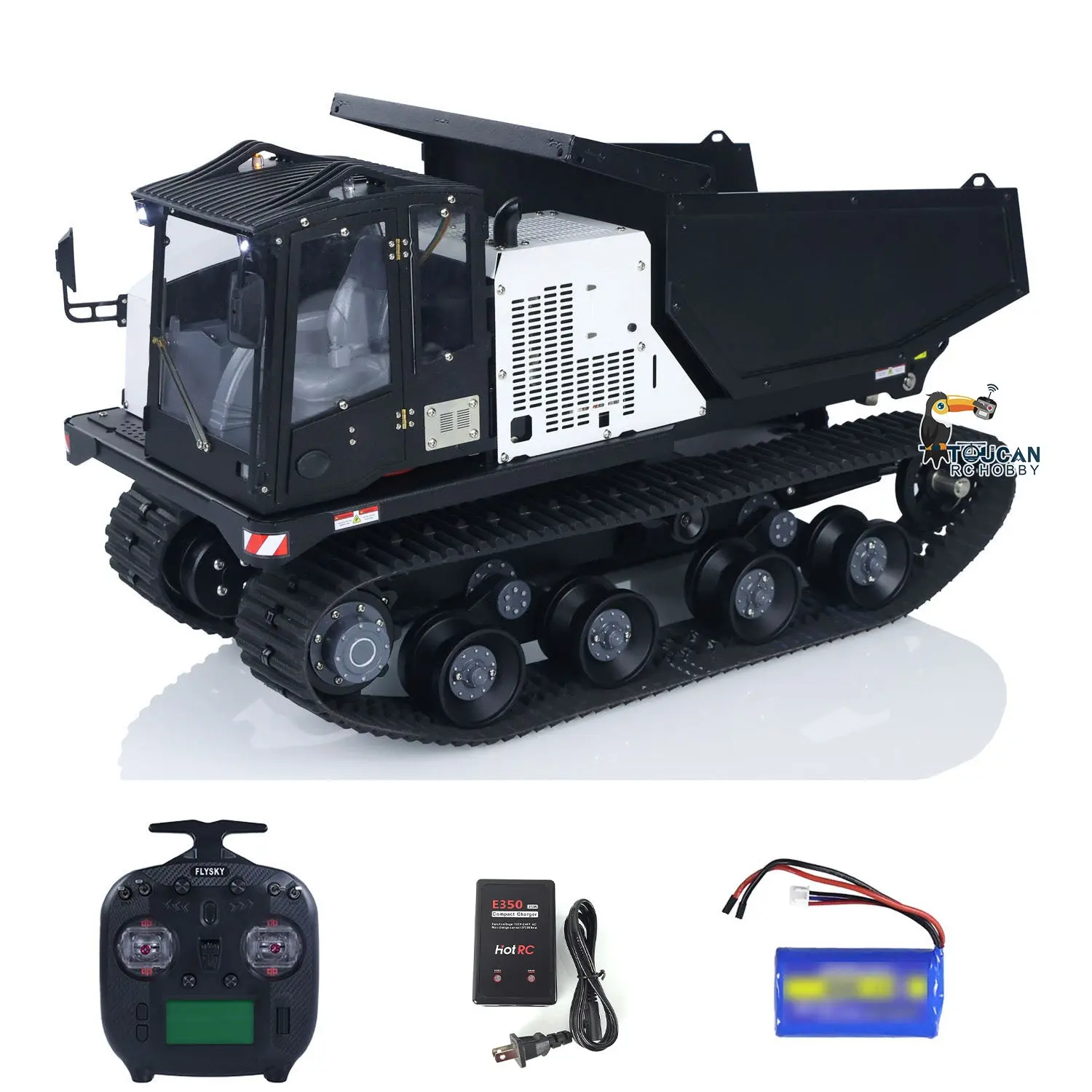 WKLC Metal 1/14 RC Hydraulic Crawler Dump Truck T14R Radio Controlled Tracked Tipper RTR Construction Vehicle ST8 Light Sound Battery