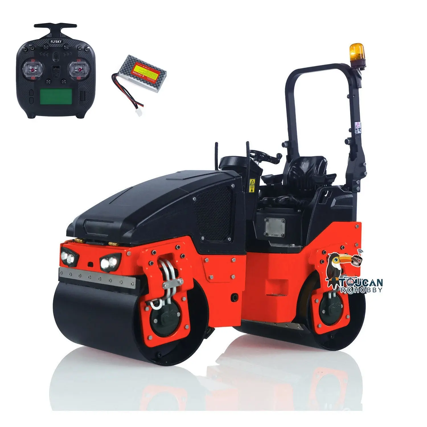 1/14 Metal RC Electric Road Roller BW120AD Ready-to-Run Remote Control Construction Vehicle Model Flysky ST8 Radio Battery Lights System Motor ESC RTR