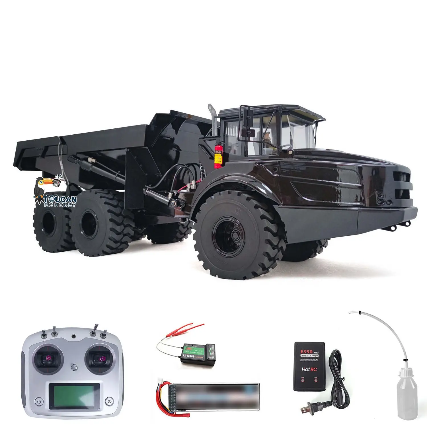 1/14 Metal RC Articulated Truck 6x6 Dumper Car RTR Model A40G Remote Control Construction Vehicles Hydraulic Lifting Tipper Sound Light Brushless Pump Gift Toys for Adult