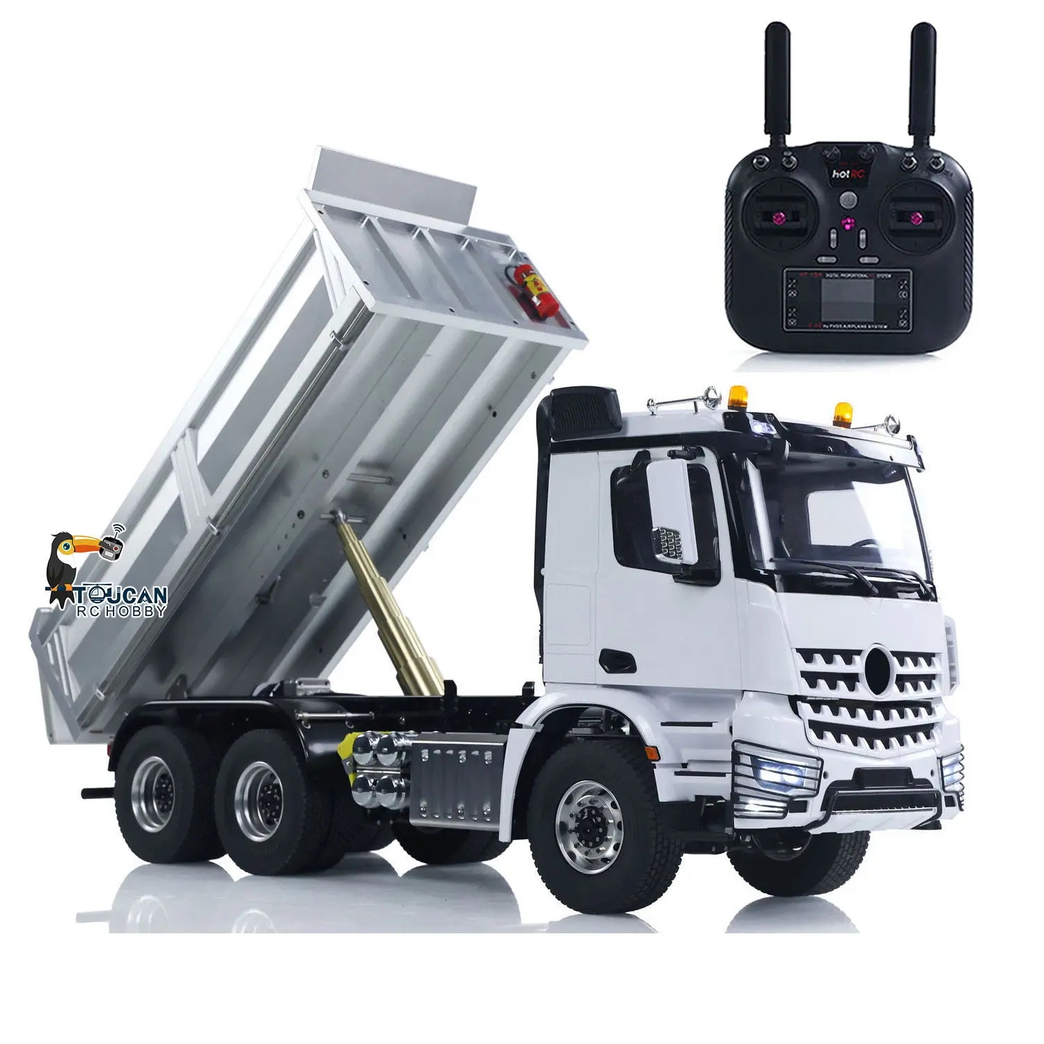 MD 1/14 6*6 Metal RC Hydraulic Dumper Truck 3348 2025Type 6WD Radio Controlled Tipper Lorry Car Model Metal Chassis 2Speed Gearbox Light Sound ESC Motor