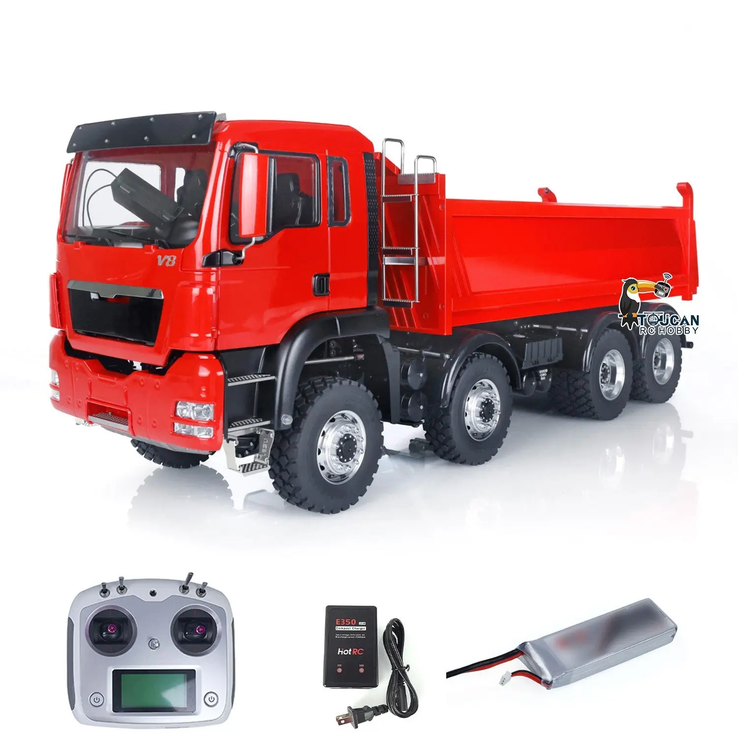 LESU 8x8 1/14 RC Hydraulic Lifting Dumper Truck Model Radio Control Painted Car 540 Power Motor 2-speed High Torque Transmission