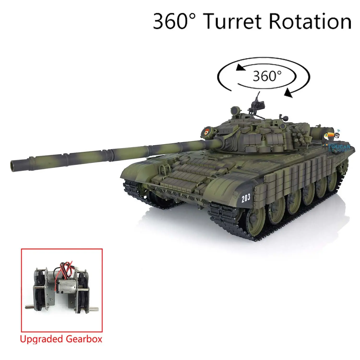 Heng Long Plastic 1/16 RC Tank Soviet Russian T72 7.0 3939 360 Steel Gearbox Armor Part Infrared Combating System