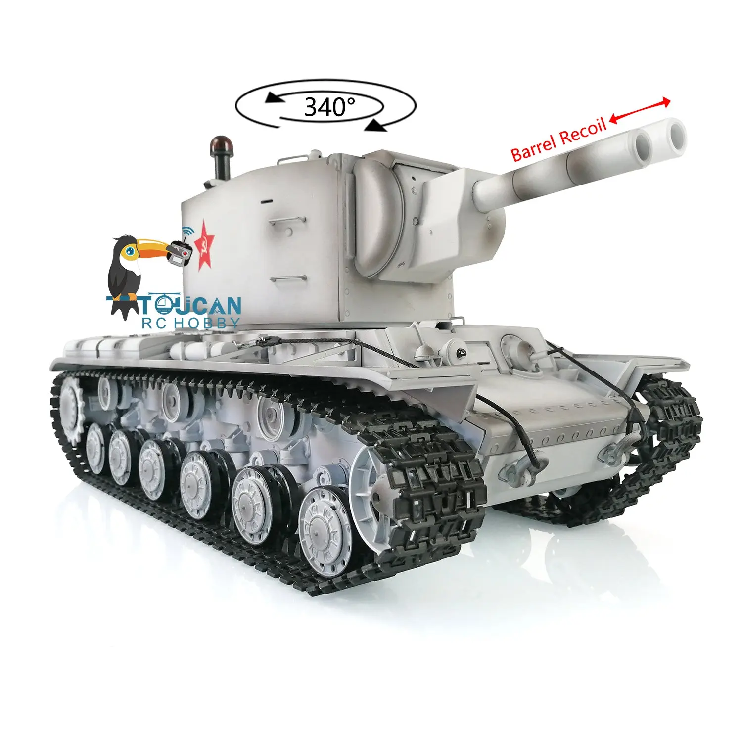 Henglong 1/16 7.0 Plastic Ver Painted Gigant RC Tank Soviet KV-2 RTR 3949 Barrel Recoil Suspension Arms BB Shooting