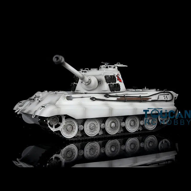 Henglong 1/16 RC Tank 3888A 7.0 King Tiger Remote Control Tank w/ 360Degrees Rotating Turret Metal Road Wheel Barrel Recoil Engine Sound