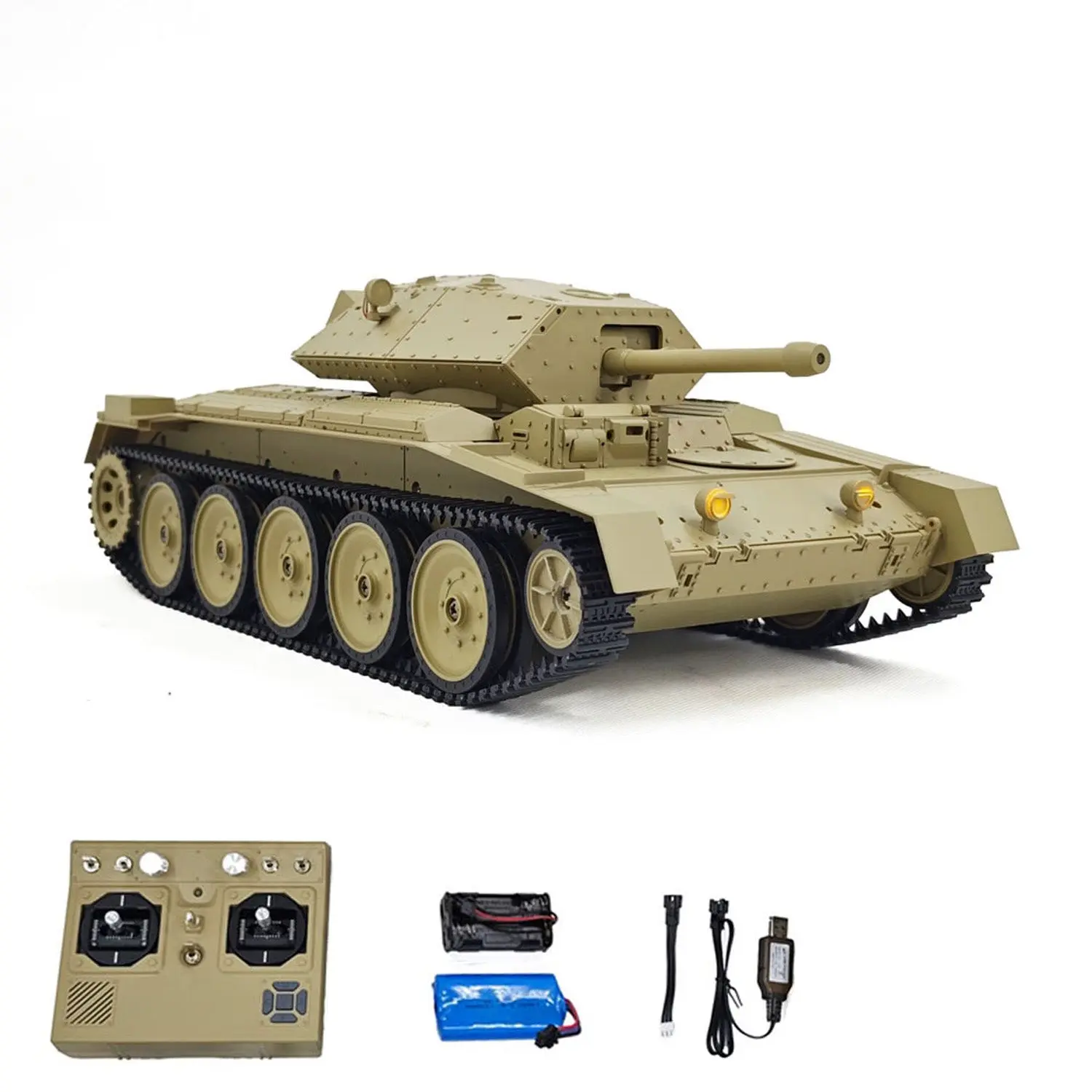 1/16 RC Battle Tank CoolBank Crusader MK III 2.4G Remote Control RTR Military Tank Model 360 Degrees Turret Rotary Smoke Sound Lights