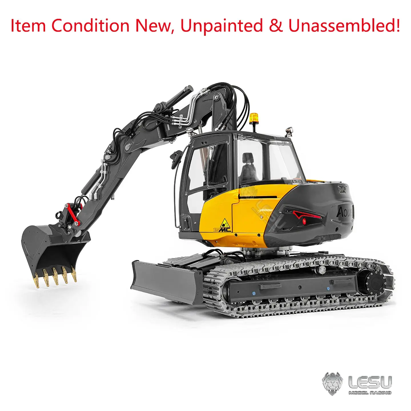 LESU MC15 4 Arms Metal 1/14 Hydraulic Remote Control Excavator KIT Model RC Digger Dual Pumps 9 Ways Valve Light Sound Motor