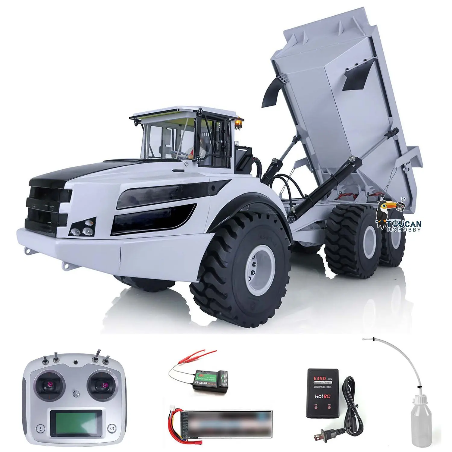 1/14 Metal RC Articulated Truck 6x6 Dumper Car RTR Model A40G Remote Control Construction Vehicles Hydraulic Lifting Tipper Sound Light Brushless Pump Gift Toys for Adult
