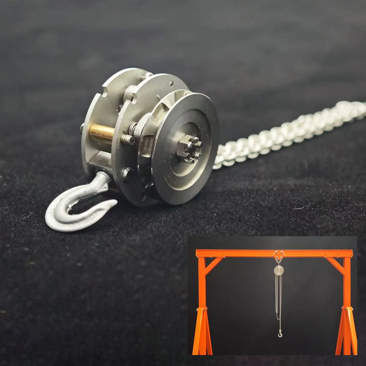 JDModel Metal Chain Block Hoist Gantry Crane for 1/14 RC Crane Remote Control Engineering Vehicles Model