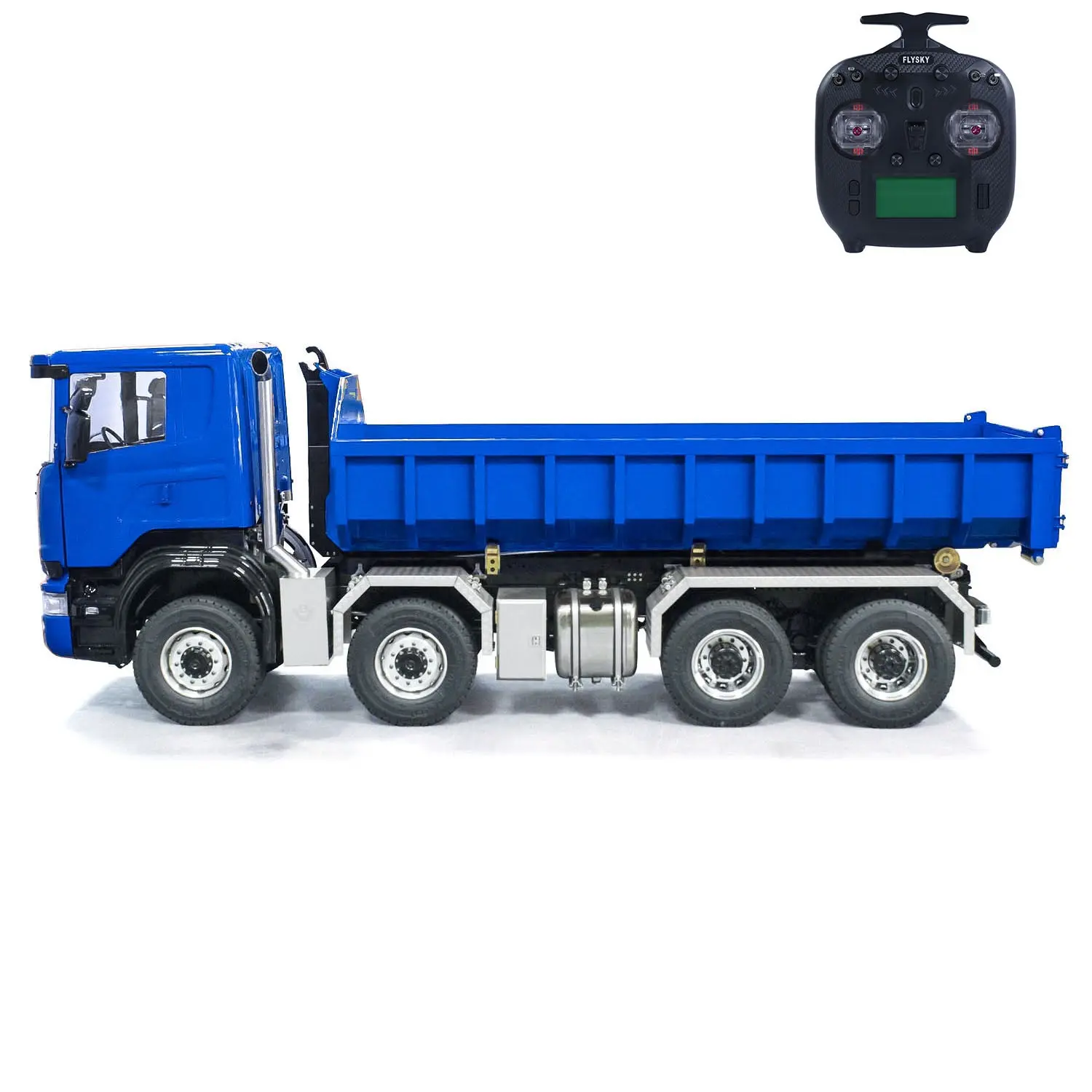 1/14 8x8 RC Hydraulic Full Dump Truck Roll On Off Dumper Trucks 3-speed Transmission Differential Lock Axles Motor Servo ESC