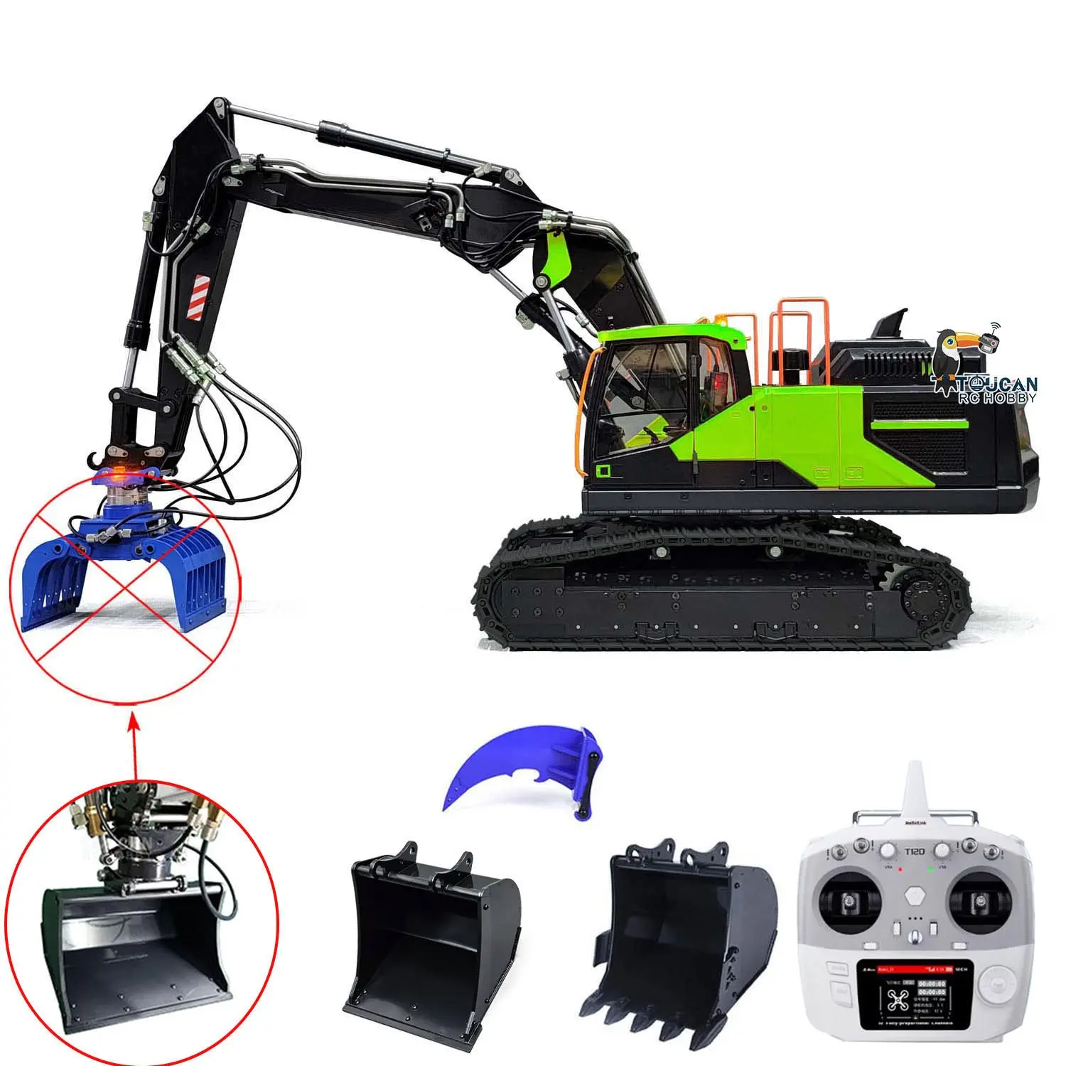 1:14 MTMODEL EC380 Metal 3 Arms Hydraulic Tracked Excavator Assembled and Painted RC Construction Vehicle Heavy Digger Machine