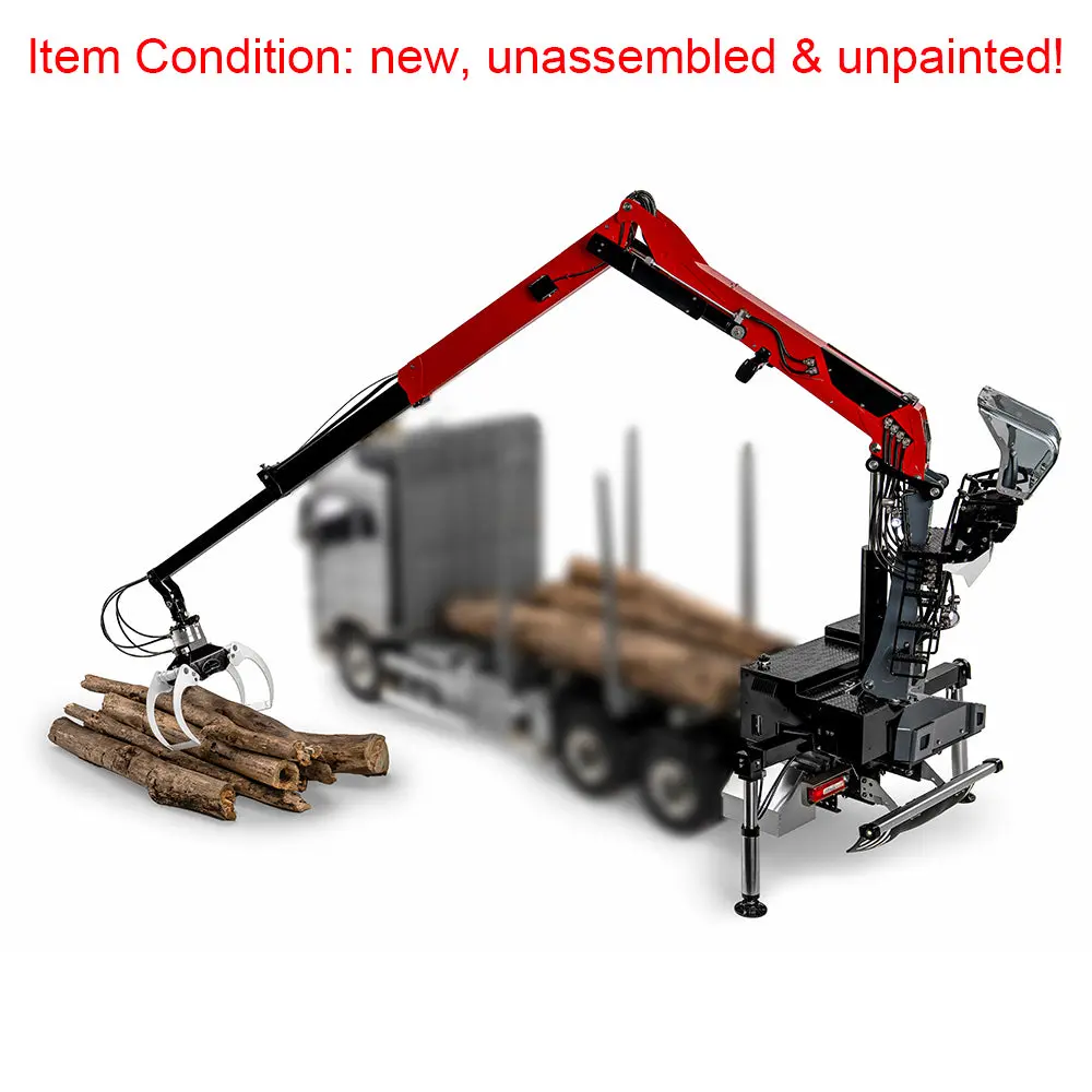 1/14 LESU Metal Hydraulic Timber Crane for 1/14 Remote Control Log Trailer Wood Hauling Car Remote Control Tractor Truck DIY Model