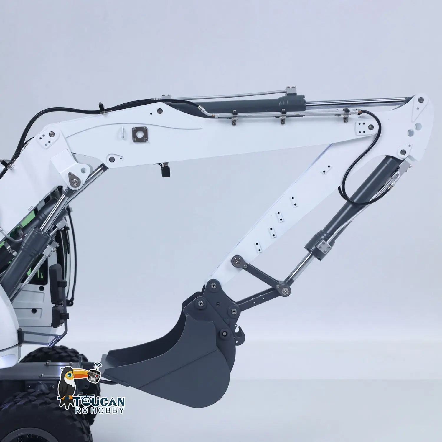 1/14 Remote Control Hydraulic Wheeled Excavator 7CH Valves 2WD/4WD Metal RC Digger RTR Axle Lock Flysky PL18EV Lite Light System