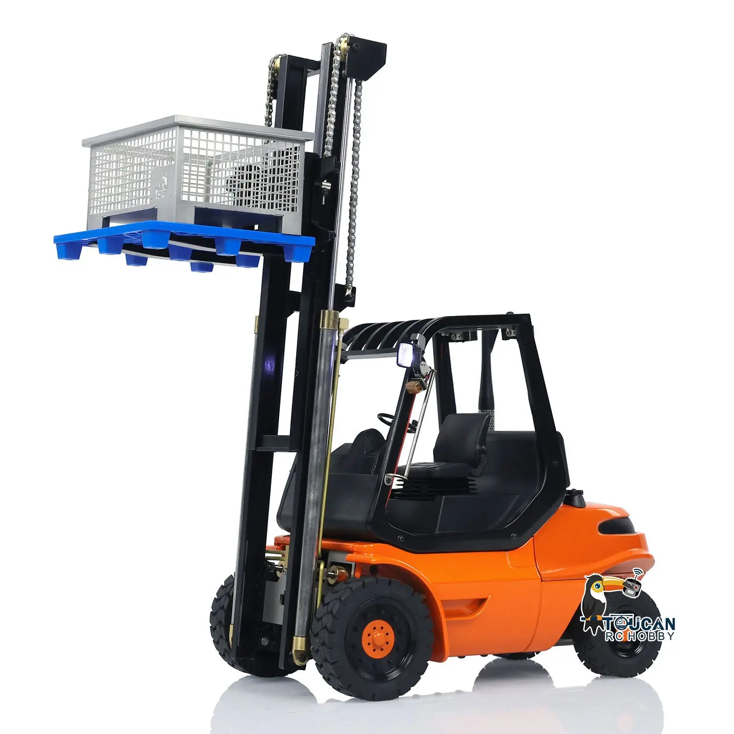 1/14 Metal Hydraulic RC Forklift Remote Controlled Wheeled Transfer Car Construction Vehicles Light Sound FlySky I6S Radio Controller PNP RTR