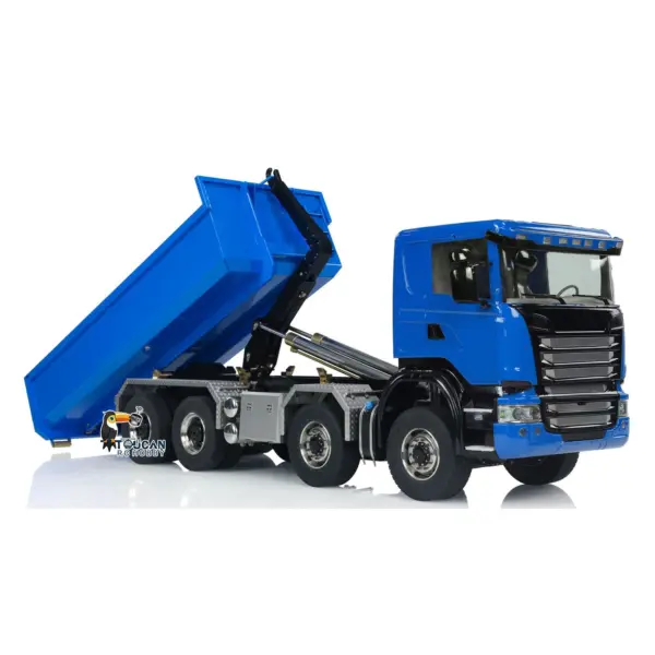 1:14 8x8 RC Hydraulic Roll On Off Dump Truck Radio Controlled Tipper Car Sounds Lights U-shaped Short High Bucket Timber Flatbed