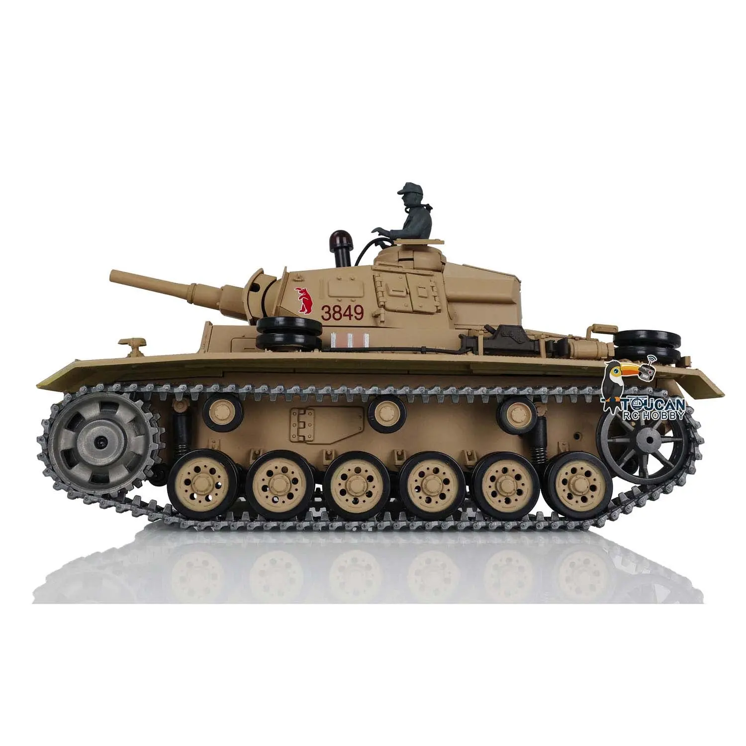 Henglong 1/16 Scale 7.0 Upgraded FPV Panzer III H RTR RC Tank 3849 360 Degrees Turret Metal Tracks Barrel Sprocket Wheels FPV