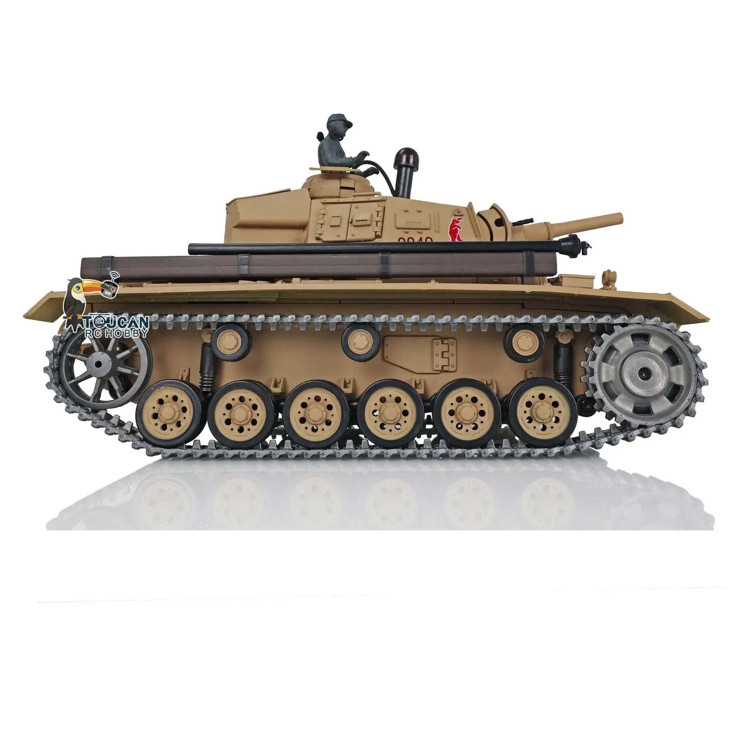 Henglong 1/16 Scale 7.0 Upgraded FPV Panzer III H RTR RC Tank 3849 360 Degrees Turret Metal Tracks Barrel Sprocket Wheels FPV