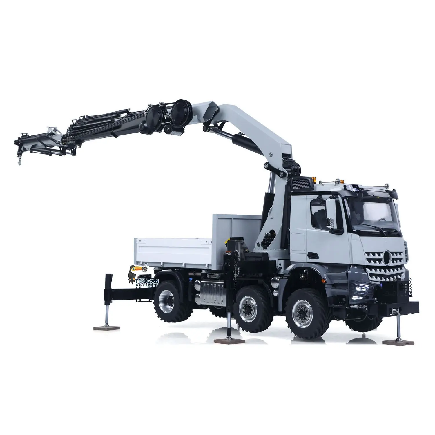 4151 AK Metal 1/14 RC Tractor Truck with Hydraulic Crane Fly Jib Arm Bucket 6*6 Remote Control Farm Car 3Speed Model Lorry Sound