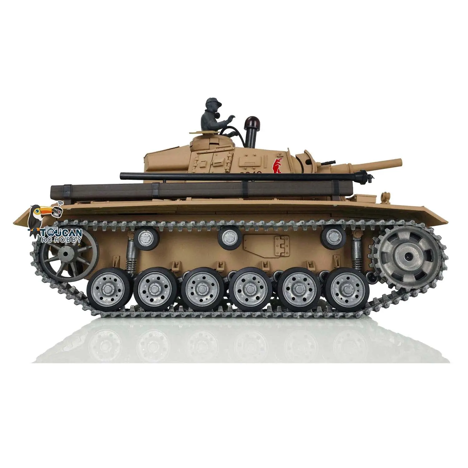 Henglong 1/16 7.0 Customized Panzer III H RTR RC Tank 3849 Heavy Model Metal Tracks Wheels Radio Controller 360 Degree Turret Rotation Infrared Combating Receiver & Transmitter