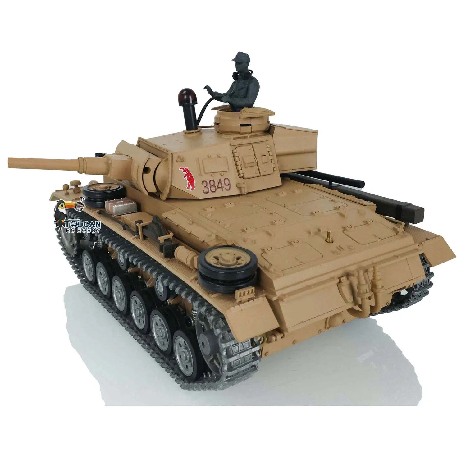 Henglong FPV 1/16 7.0 Customized Panzer III H RTR RC Tank 3849 Metal Track Wheel Radio Controller Infrared Combating Transmitter & Receiver BB Pellets