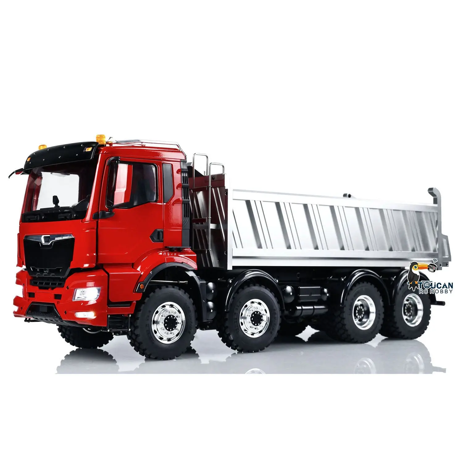 Customized LESU 1/14 RTR RC Hydraulic Dump Truck Metal Cabin Chassis 8X8 Sound Lights Smoke Assembled and Painted FS I6S Motor Servo ESC