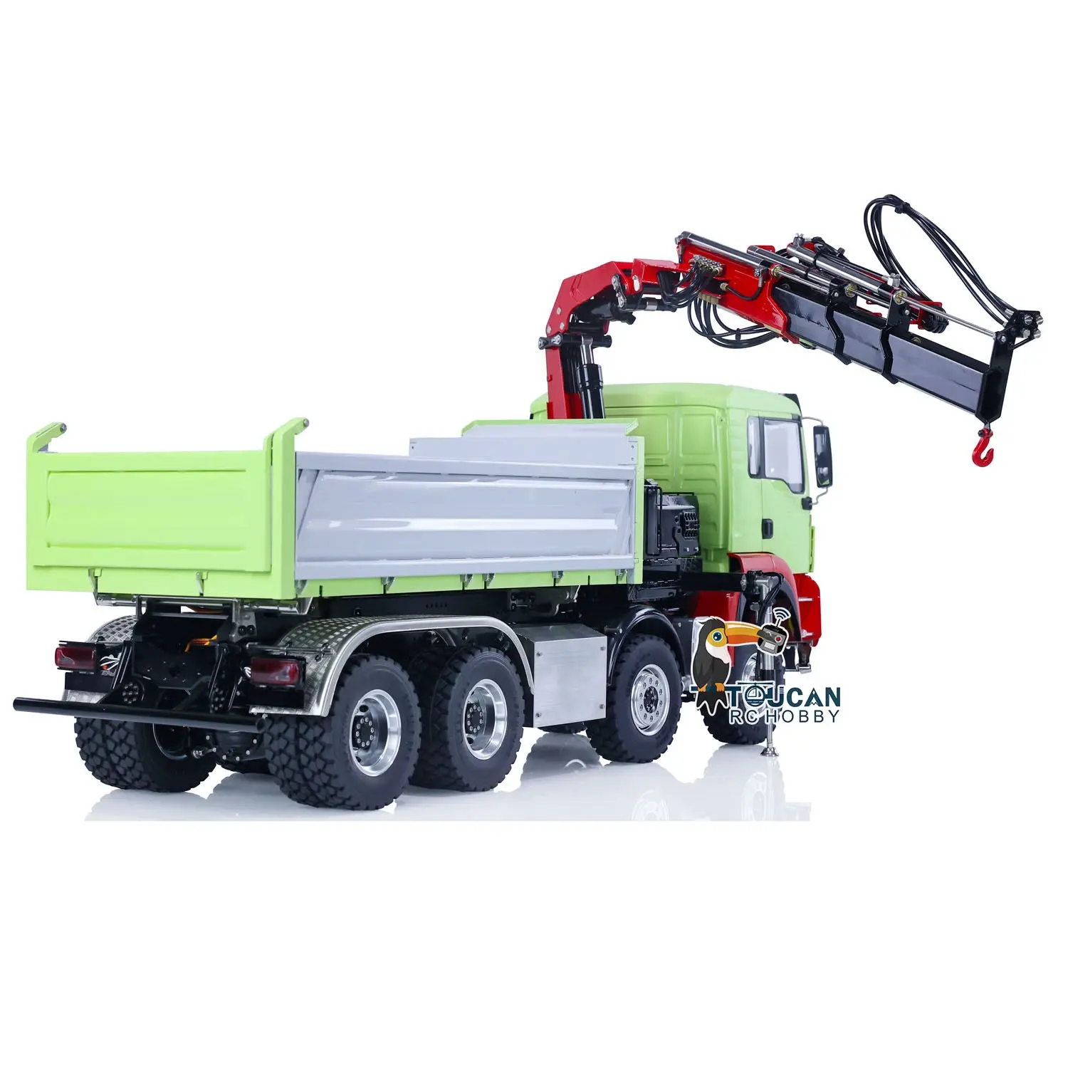 LESU 1/14 8X8 RC Hydraulic 3-Ways Dumper Truck for Remote Control Crane 2Speed Gearbox Tipper W/ Sound Light ESC Servo