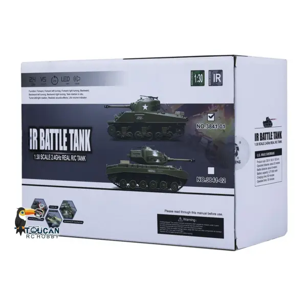 1/30 Heng Long Plastic RC Battle Tank Remote Control Panzer Sherman M4A3 3841-01 2.4G Infrared Combating System