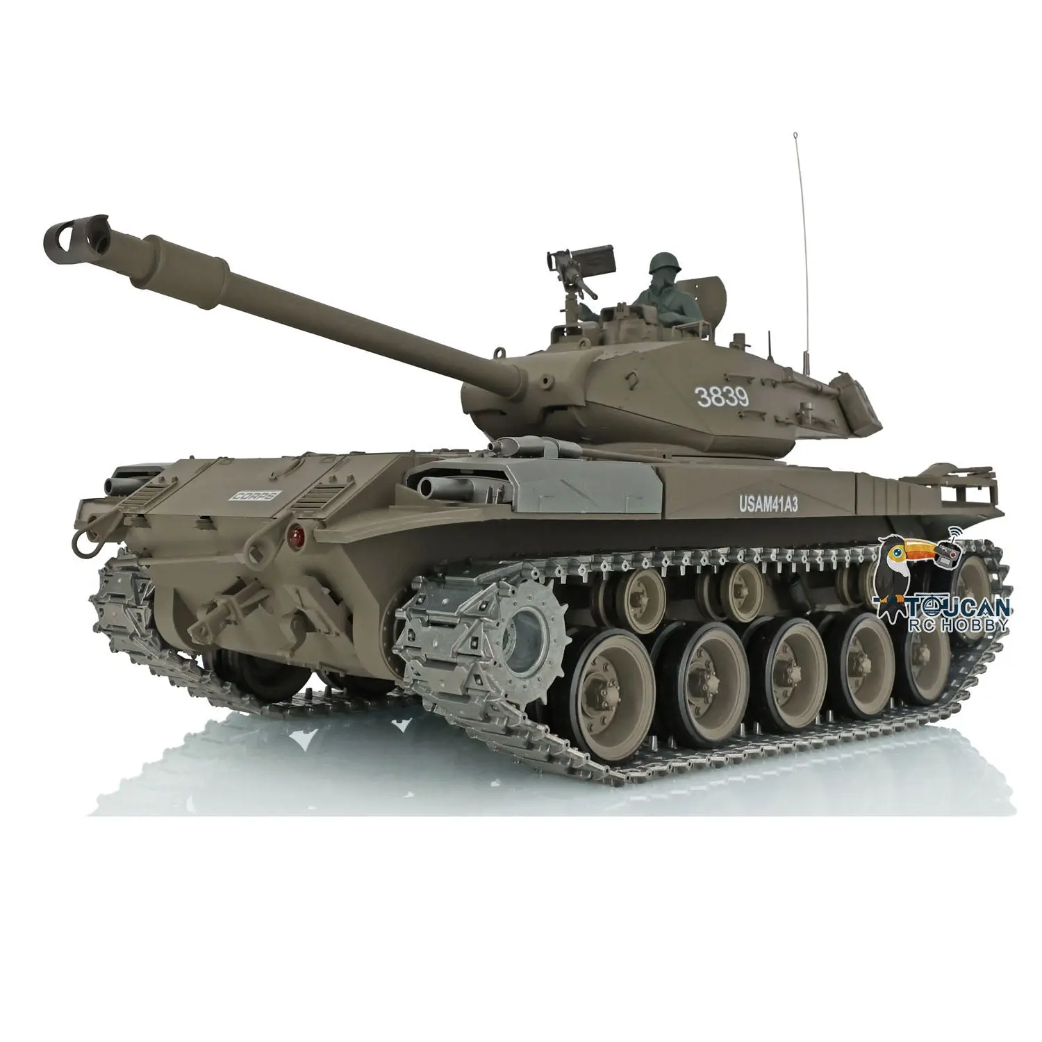 Henglong 1/16 7.0 Upgraded RC Tank Walker USA Bulldog 3839 RTR Remote Control Tank W/ Smoking Steel Gearbox Metal Tracks Sproket