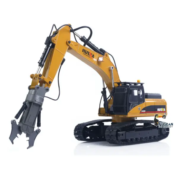 HUINA New Upgrade 580 1/14 Metal Excavator Model Engineering Vehicle Electric Ball Grabber 360 Rotating Shear Claw Sound Lights