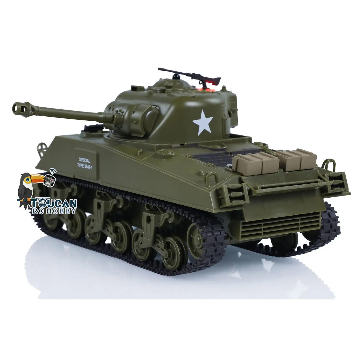1/30 Heng Long Plastic RC Battle Tank Remote Control Panzer Sherman M4A3 3841-01 2.4G Infrared Combating System