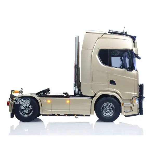 Plastic 1/14 RC Tractor Truck 56379 Remote Control Construction Vehicle Customized by Toucanhobby 4X2 Chassis 3Speed Gearbox Flowing Water Light Smoke Unit ST8 Radio RTR