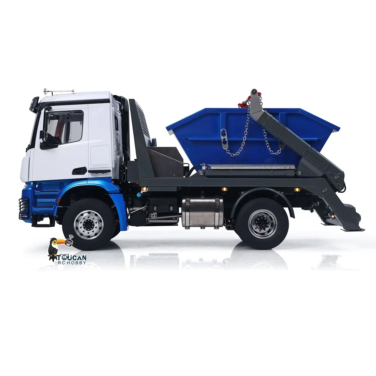 3Speed LESU Skip Loader 3363 Metal 4X4 Chassis 1/14 RC Hydraulic Swing Arm Garbage Dump Truck Light Sound Hub Reduction Axle
