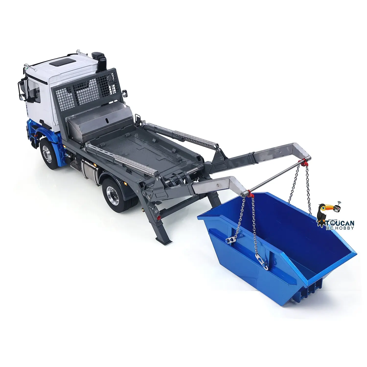 3Speed LESU Skip Loader 3363 Metal 4X4 Chassis 1/14 RC Hydraulic Swing Arm Garbage Dump Truck Light Sound Hub Reduction Axle
