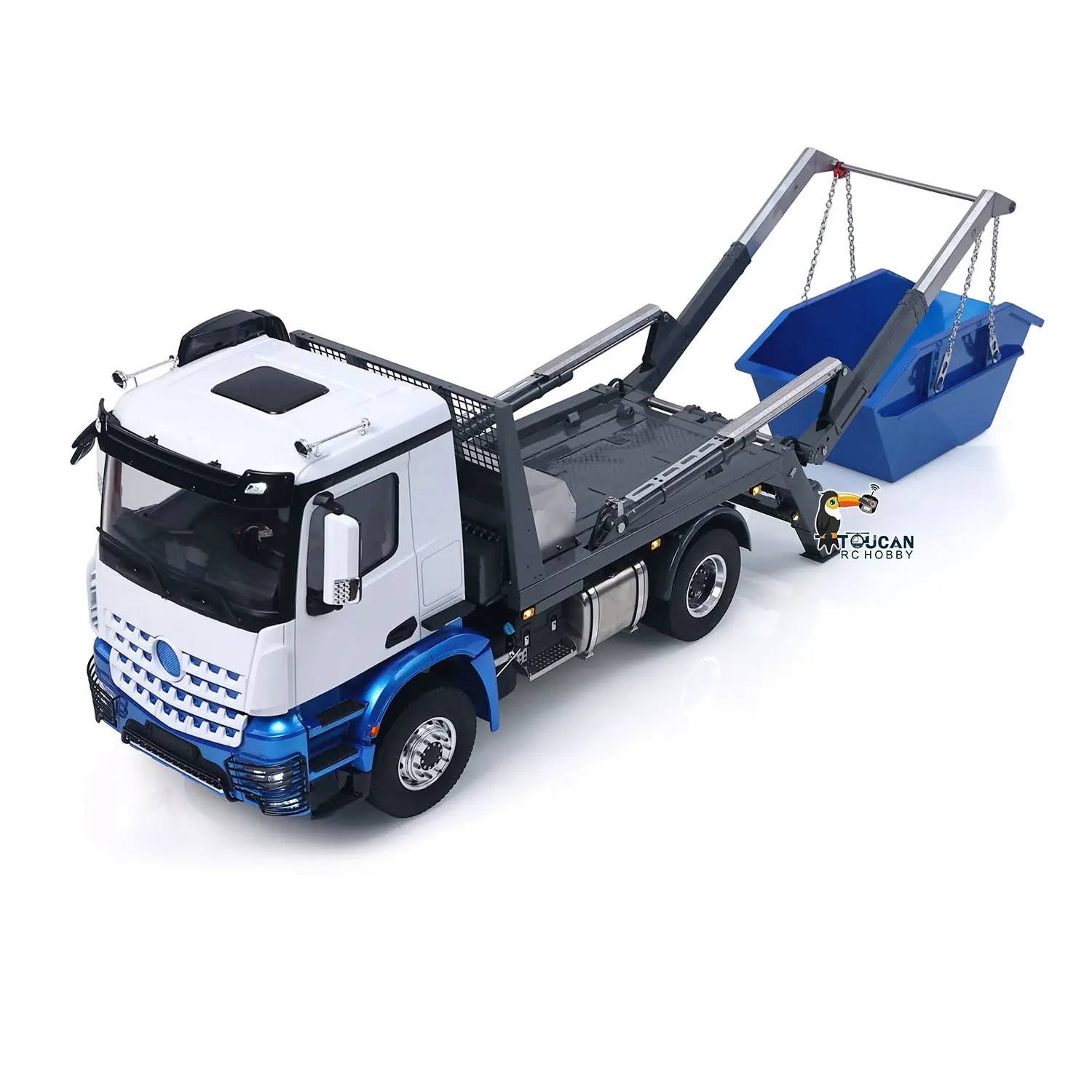 3Speed LESU Skip Loader 3363 Metal 4X4 Chassis 1/14 RC Hydraulic Swing Arm Garbage Dump Truck Light Sound Hub Reduction Axle