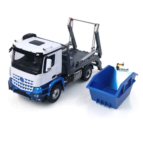 3Speed LESU Skip Loader 3363 Metal 4X4 Chassis 1/14 RC Hydraulic Swing Arm Garbage Dump Truck Light Sound Hub Reduction Axle