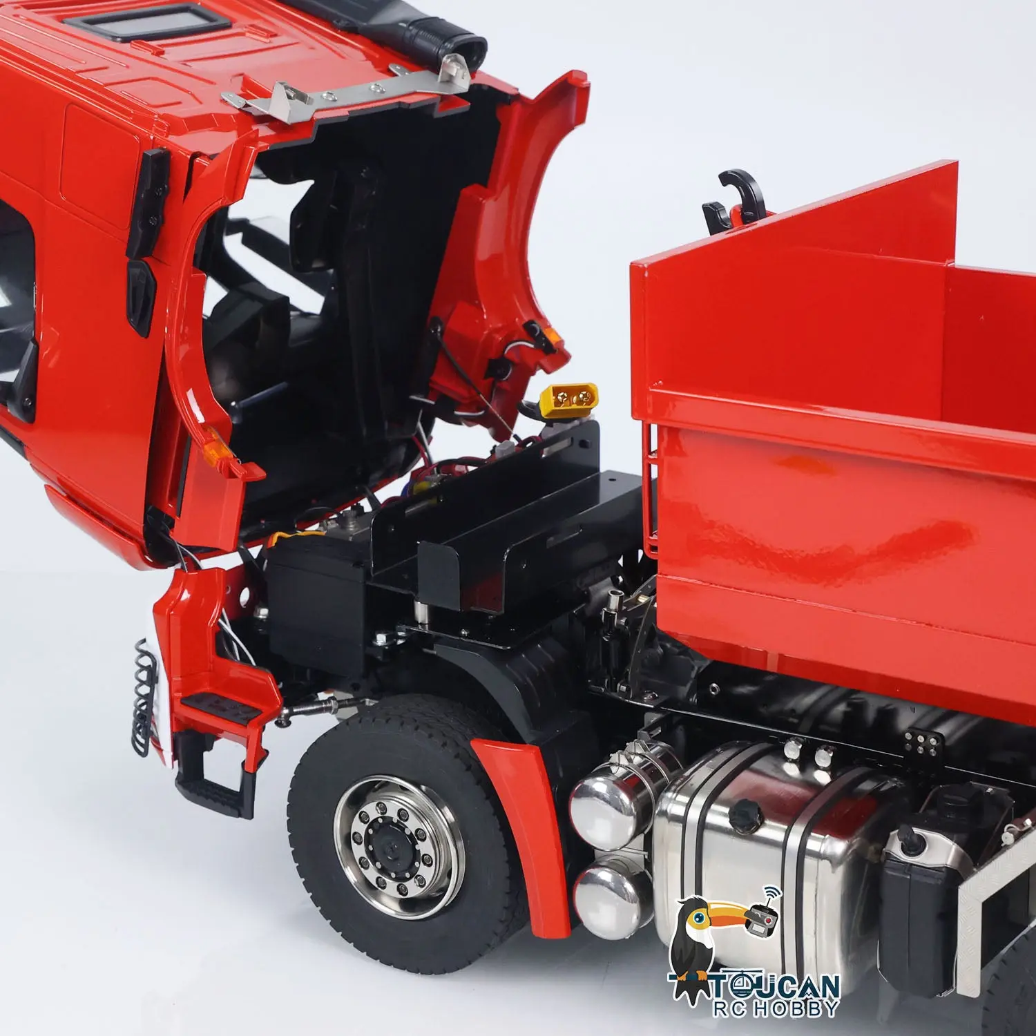 1/14 8x8 RC Hydraulic Roll On Off Full Dump Truck Remote Control Dumper Car Simulation Model PNP Version Light Sound System