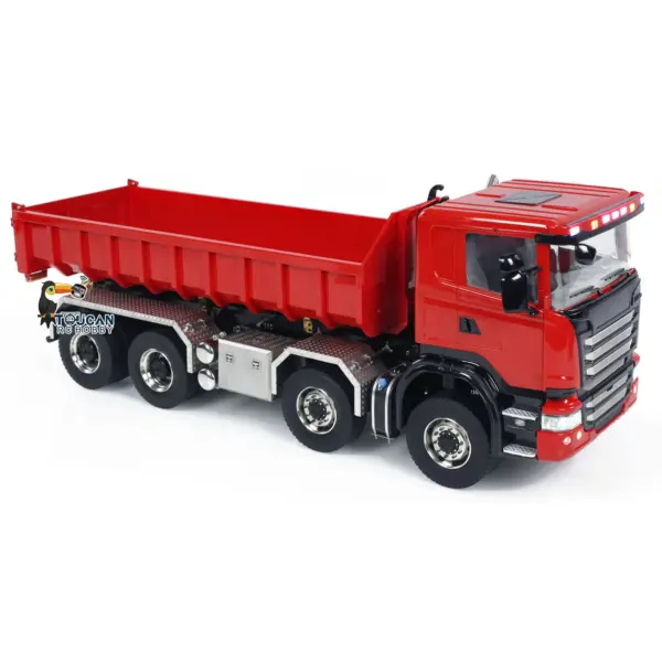 1/14 8x8 RC Hydraulic Full Dump Truck Roll On Off Dumper Trucks 3-speed Transmission Differential Lock Axles Motor Servo ESC