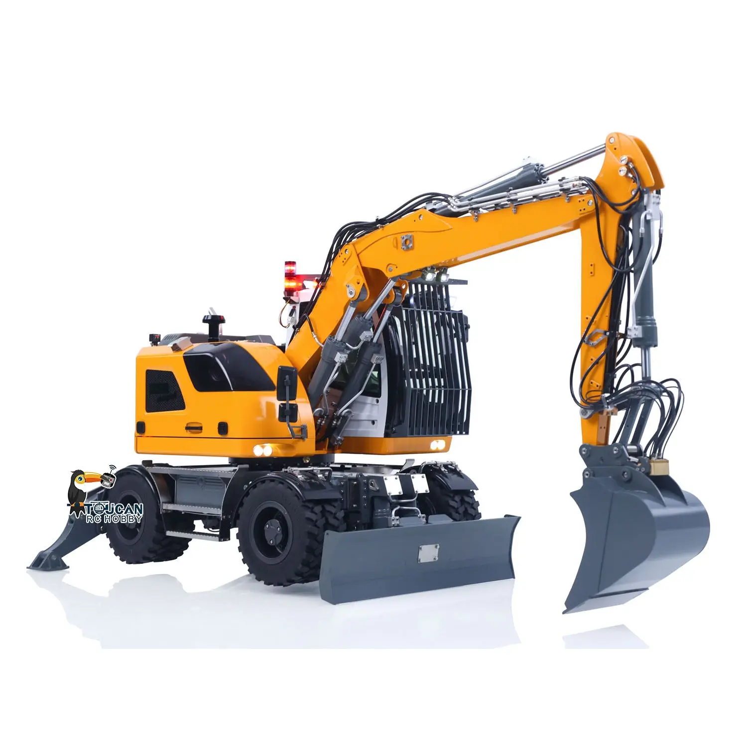 LR914 PRO MAX Metal 4WD 1/14 RC Hydraulic Wheeled Excavator 11-ways Valve RTR Radio Controlled Digger PL18EV Lite Battery Light