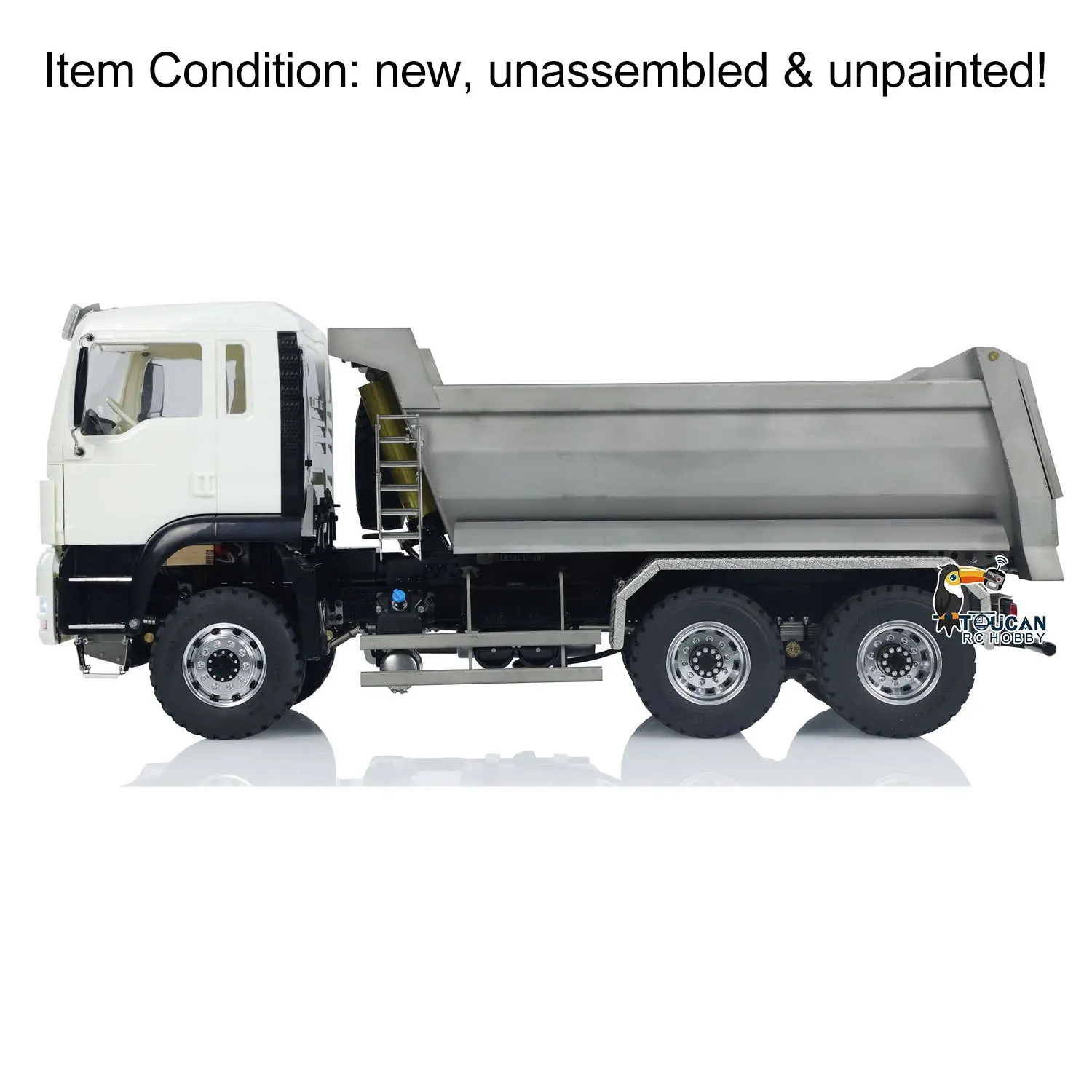 LESU Metal 1/14 6*6 Front Cylinder Hydraulic Dumper Truck Tipper Sound LED Light Motor Battery & Radio System & Charger