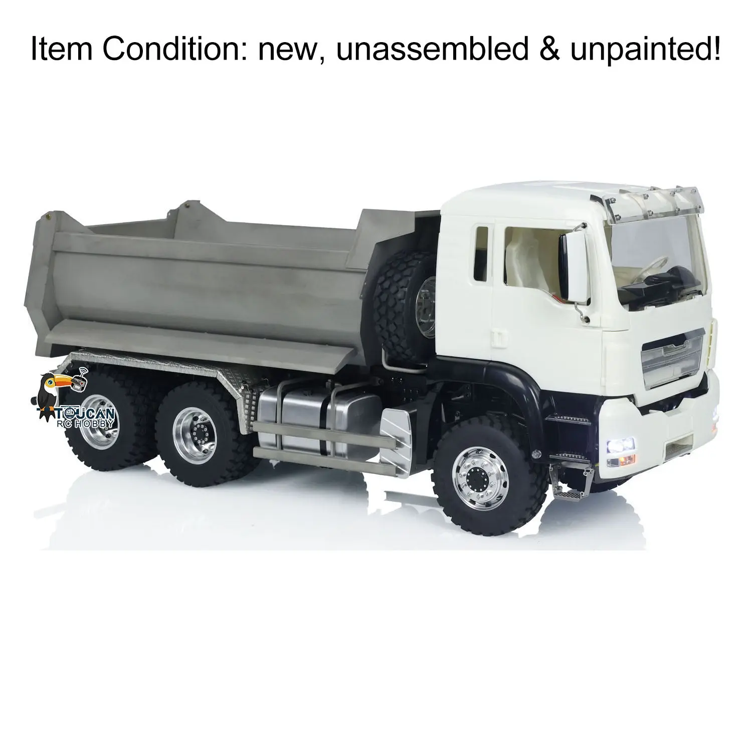 LESU Metal 1/14 6*6 Front Cylinder Hydraulic Dumper Truck Tipper Sound LED Light Motor Battery & Radio System & Charger
