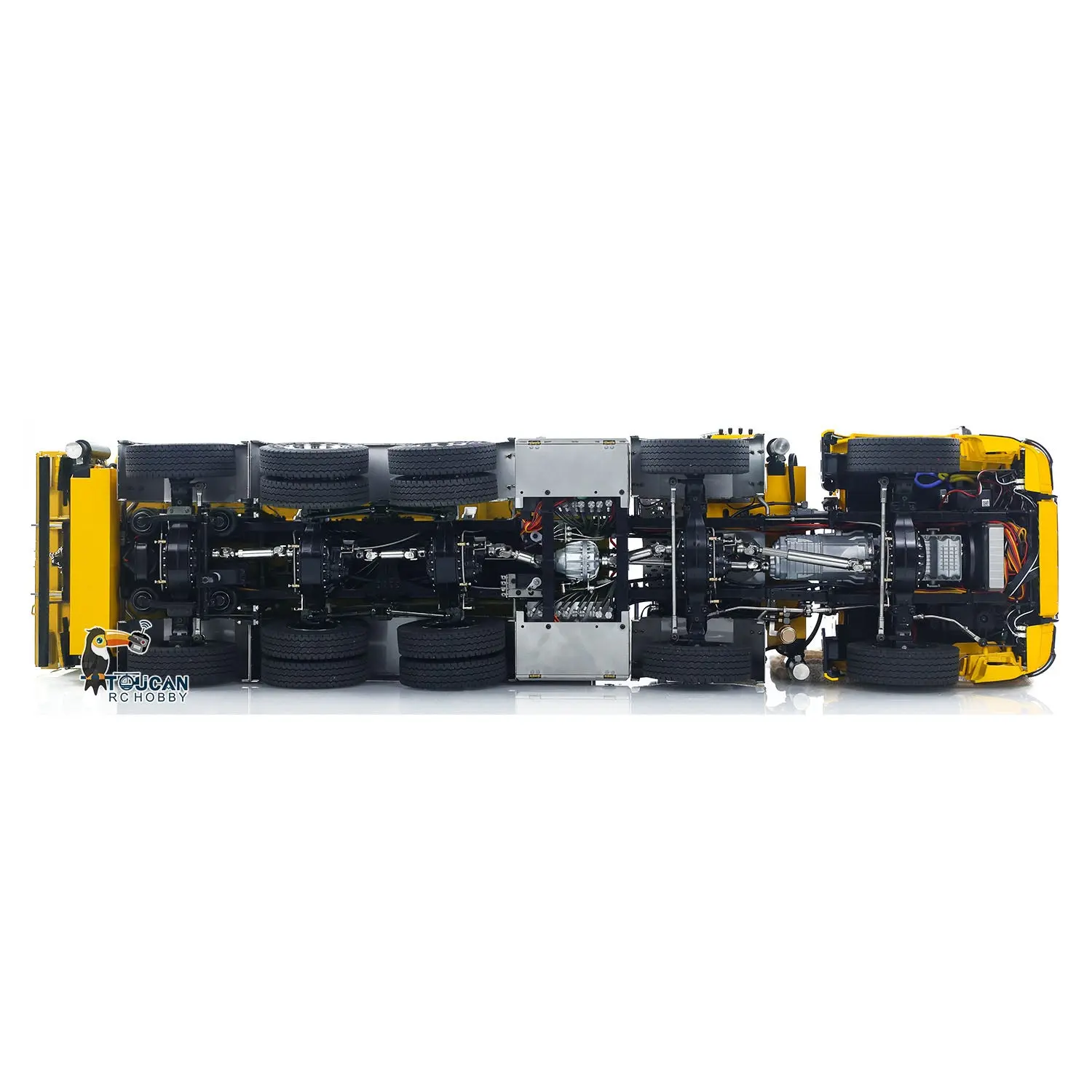 1:14 10*10 RC Hydraulic Crane Full Dump Metal Lorry Rear Axle Steering with U-shaped Short High Standard Bucket Timber Flatbed