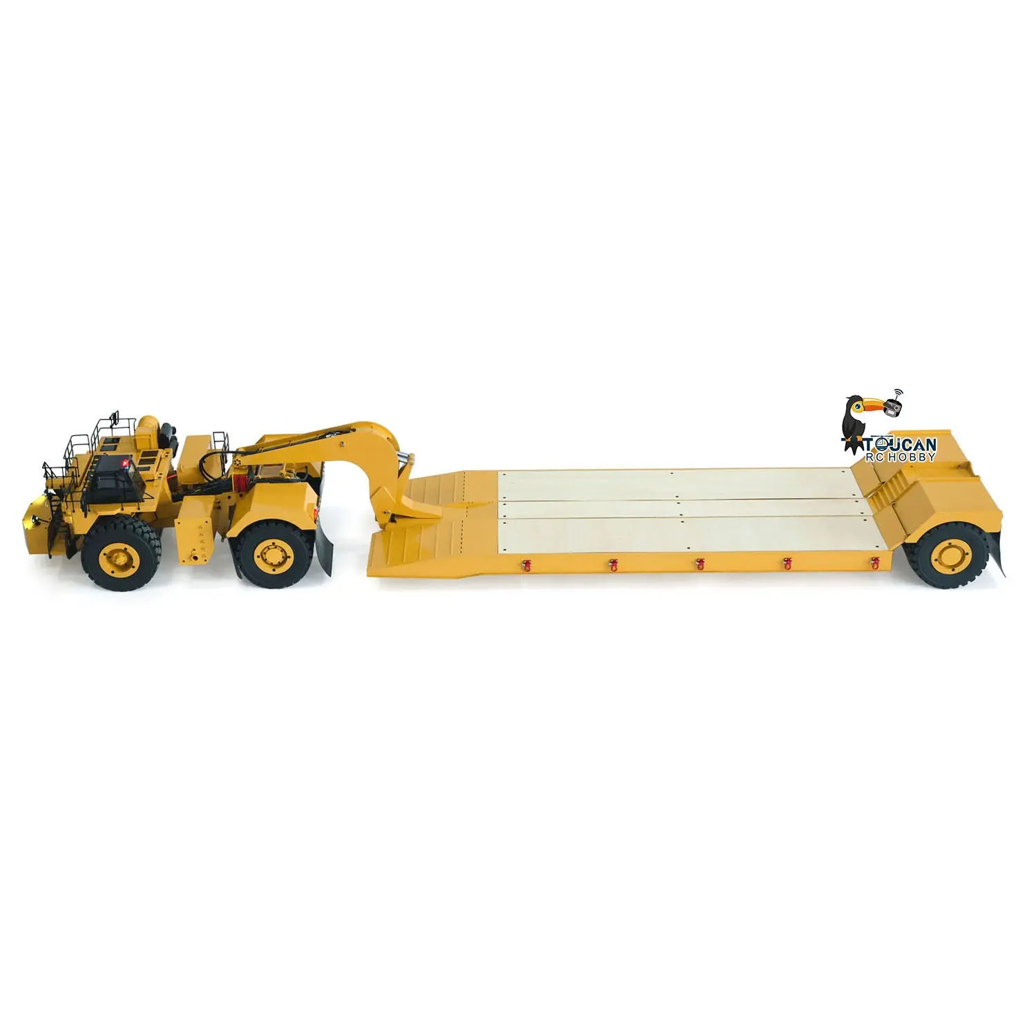 1.8Meters Long! Metal 1/20 RC Heavy Duty Hydraulic Mining Trailer C739D PRO Gooseneck Car Remote Control Construction Vehicle