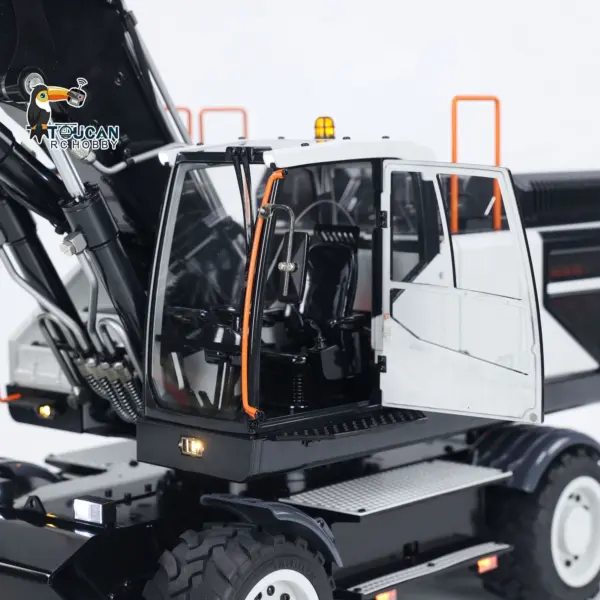 EC380 1/14 RC Hydraulic Excavator Wheeled Construction Vehicle 3-arm Remote Control Diggers Model Grab Tiltable Clamshell Bucket