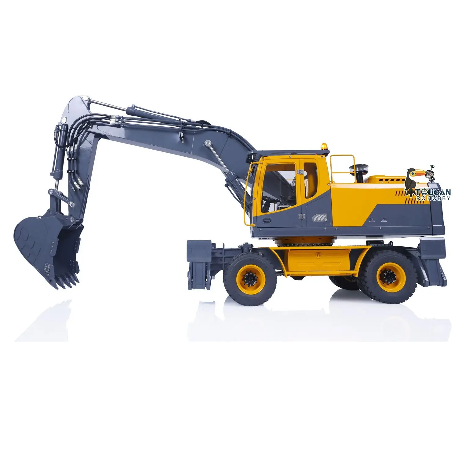 1/14 LESU RC Metal Hydraulic Aoue ET30H Wheeled Excavator Model Pump Cabin Sticker Display Grapple Ripper Bucket Scraper Compactor