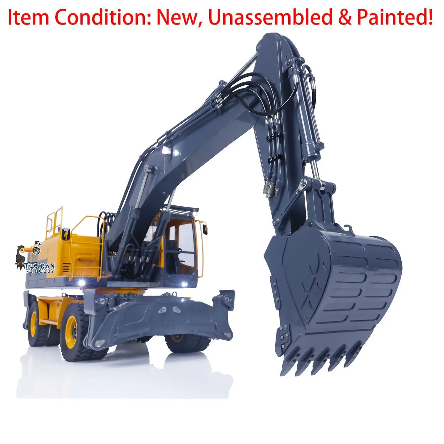 LESU 1/14 RC Model Metal Hydraulic Aoue ET30H Wheeled Excavator Digger Quick Coupler Openable Bucket Small Bucket