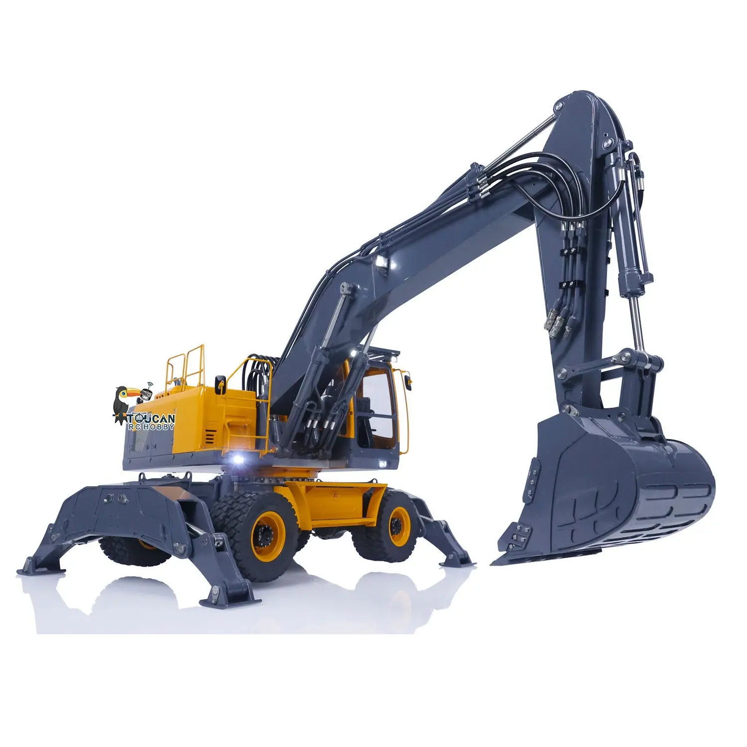 1/14 LESU RC Metal Hydraulic Aoue ET30H Wheeled Excavator Model Pump Cabin Sticker Display Grapple Ripper Bucket Scraper Compactor