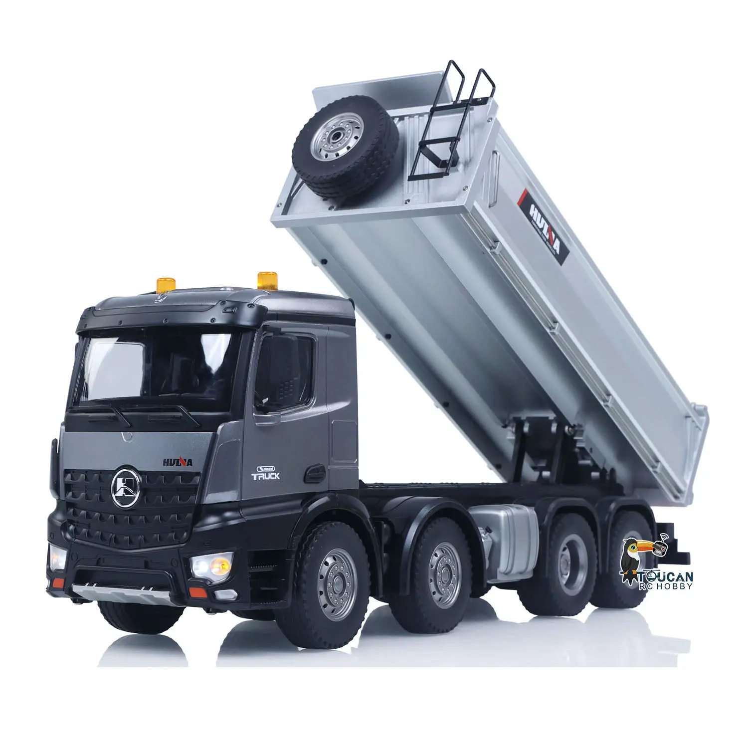 HUINA 1/14 Remote Control Dump Truck 12CH RC Tipper Finished Model Toy Gift RTR Light Sound Effects Radio USB Charging Cable