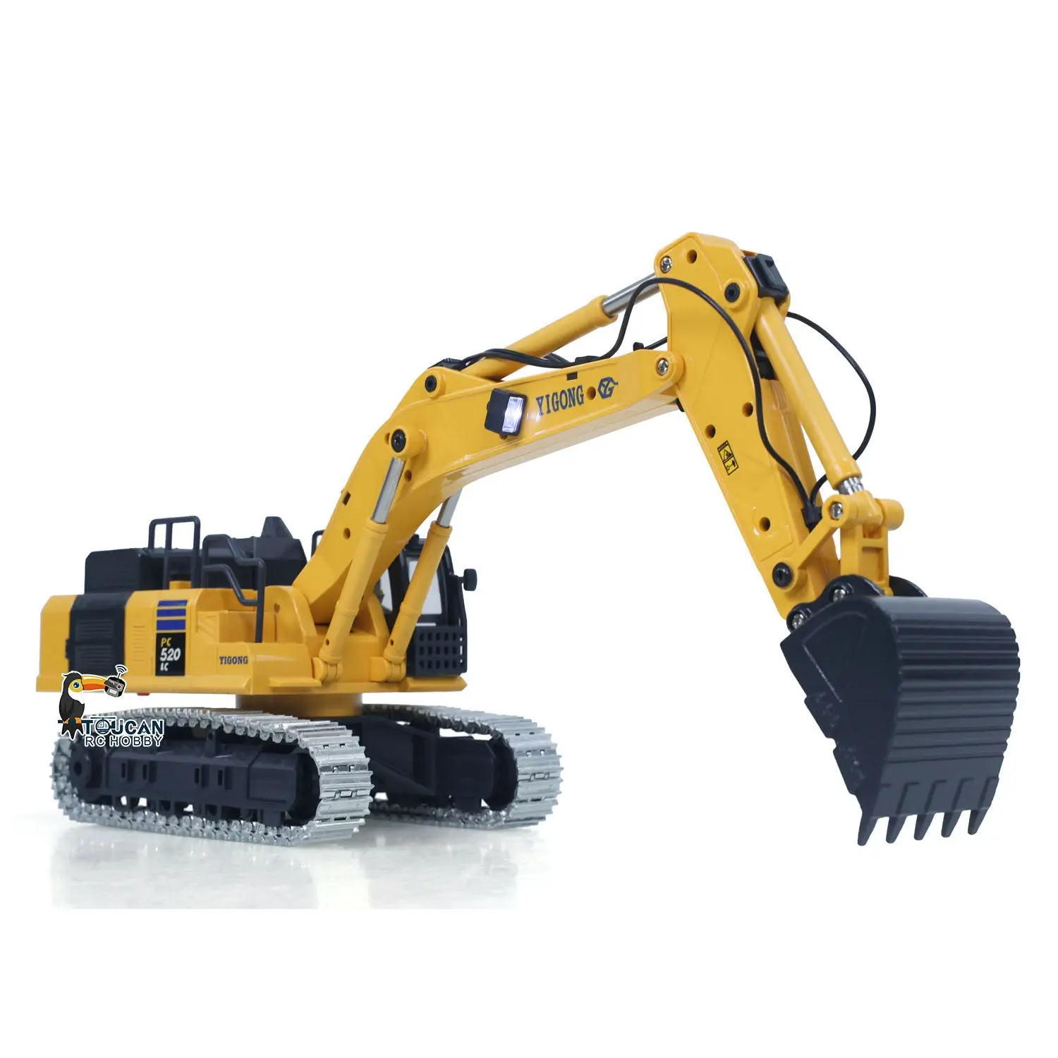 1/50 RC Digger PC520 Electric Lifting Radio Control Excavator Engineering Vehicle Metal Tracks Lights Sound Small Toy Collection